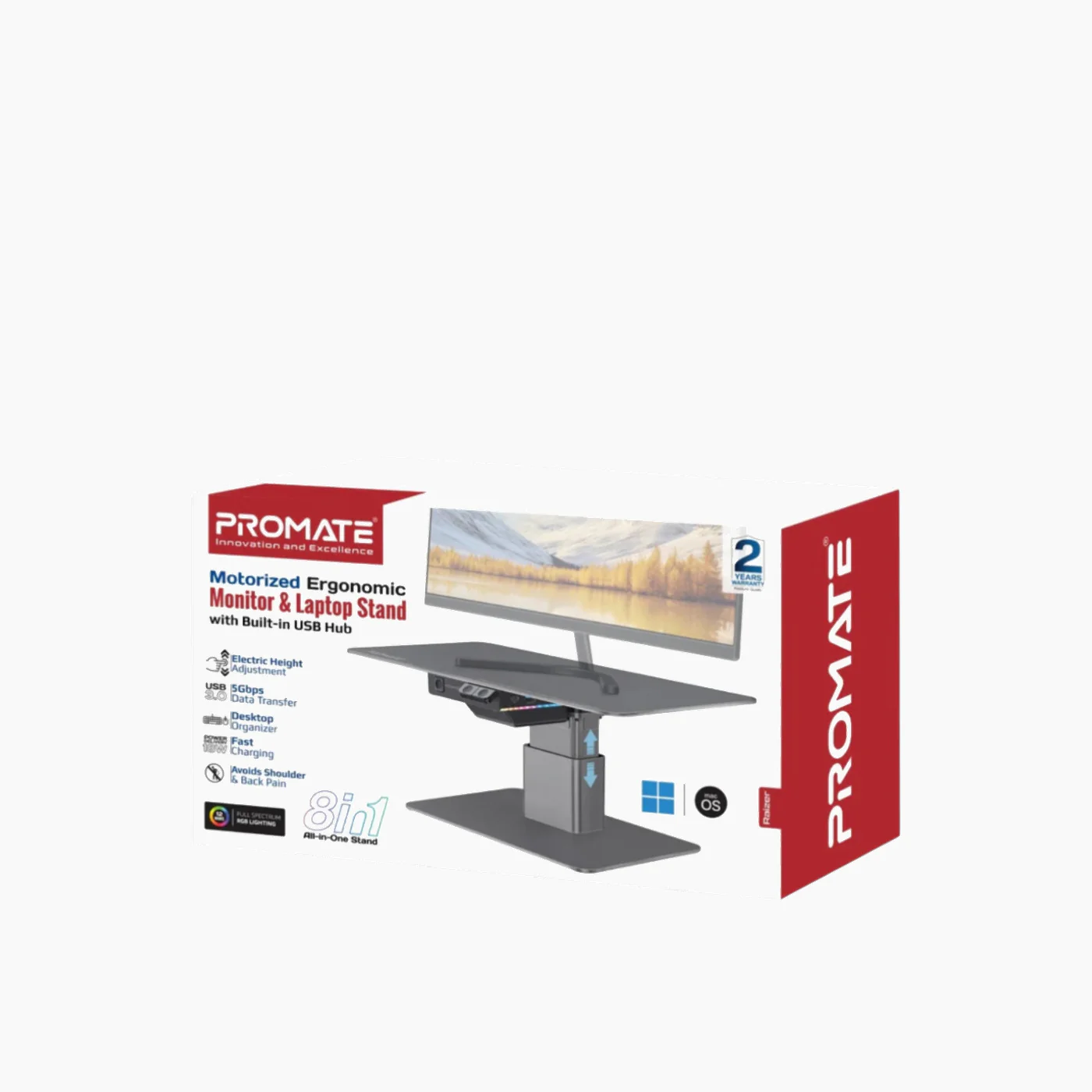 PROMATE Raizer Monitor & Laptop Stand With Built-In USB Hub - Image 2