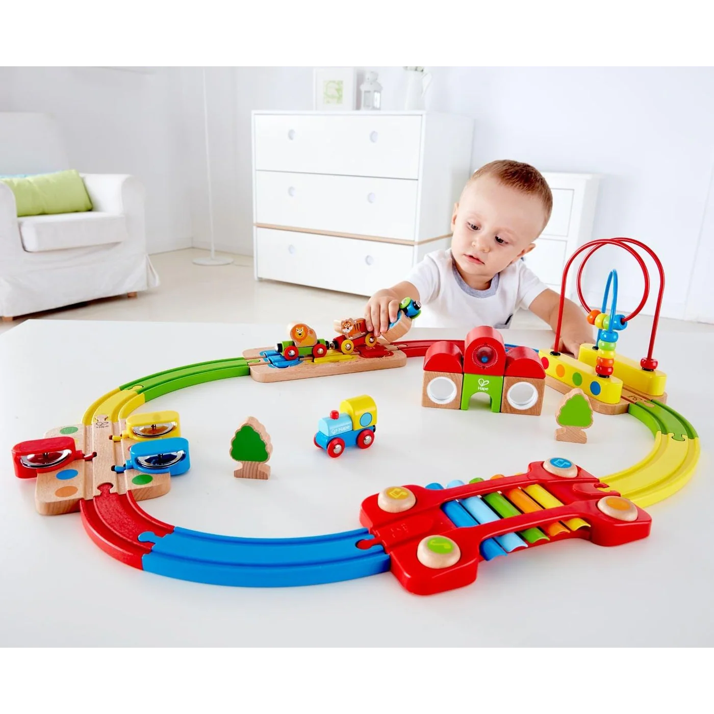 Hape Rainbow Puzzle Railway Wooden Train Set - Image 6