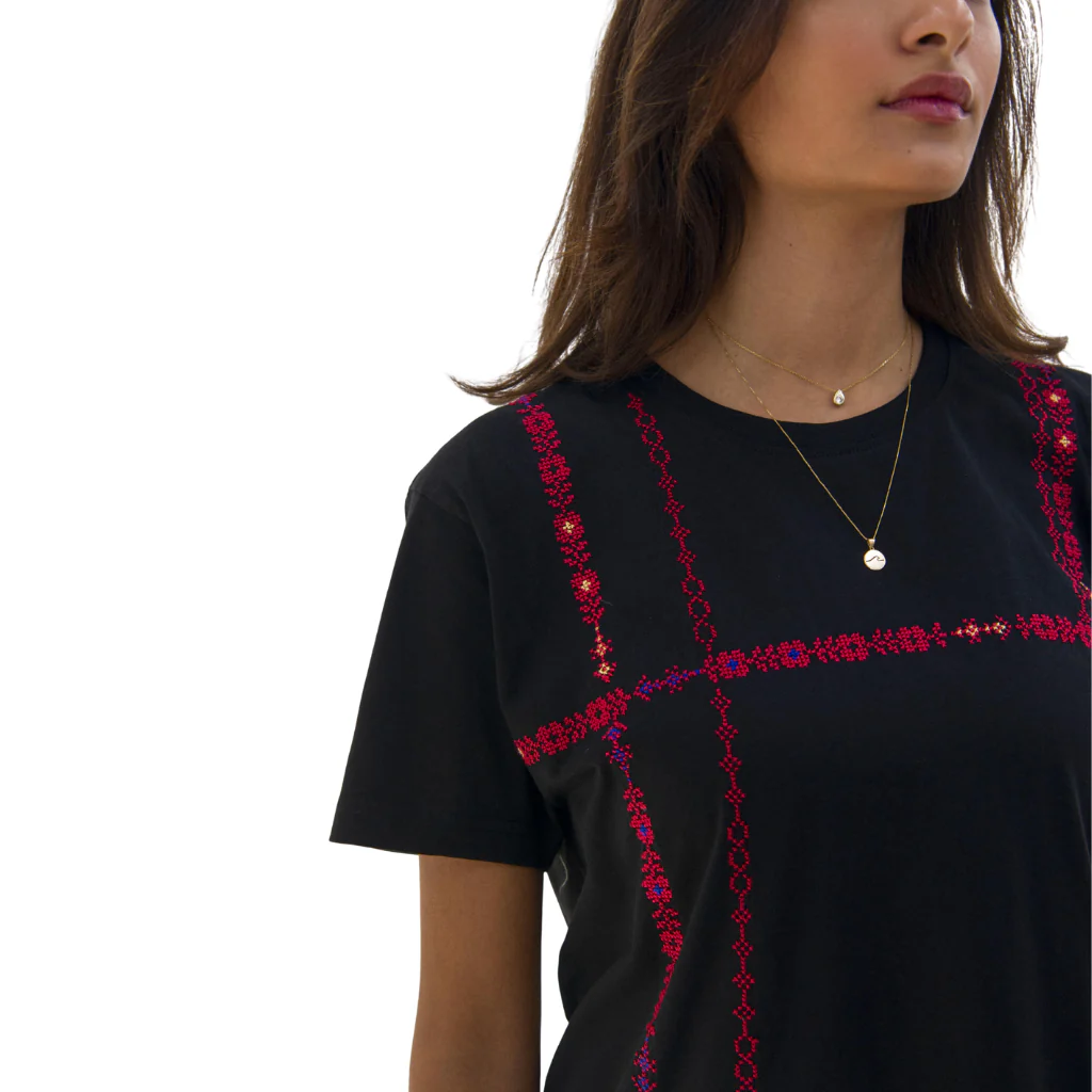 Ramz Embroidery Corset Flowers Ramallah Embroidered T-Shirt - Image 3