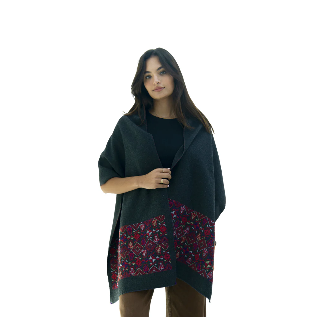 Ramz Embroidery Cypresses and Slices Jaffa Embroidered Cashmere Scarf - Image 2
