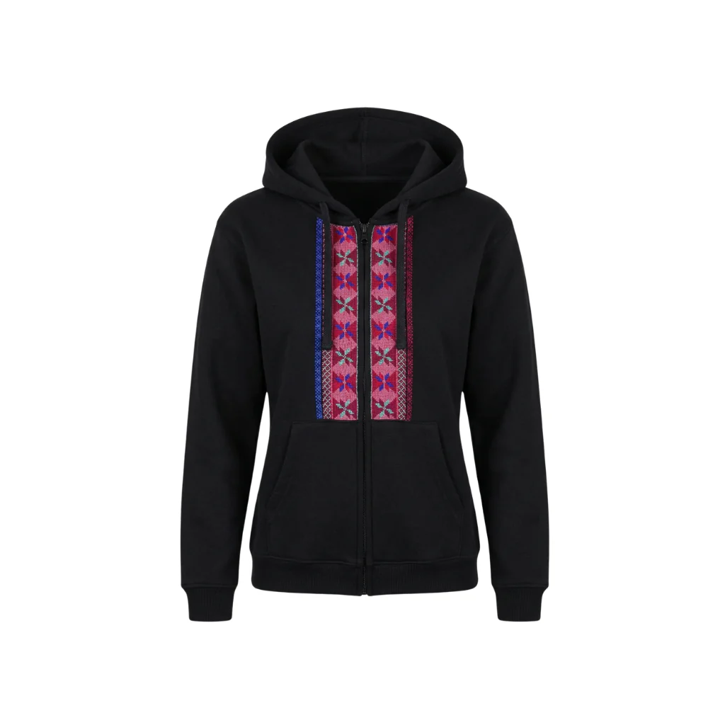 Ramz Embroidery Gazzawi Stars Gaza Embroidered Zip-Up Hoodie