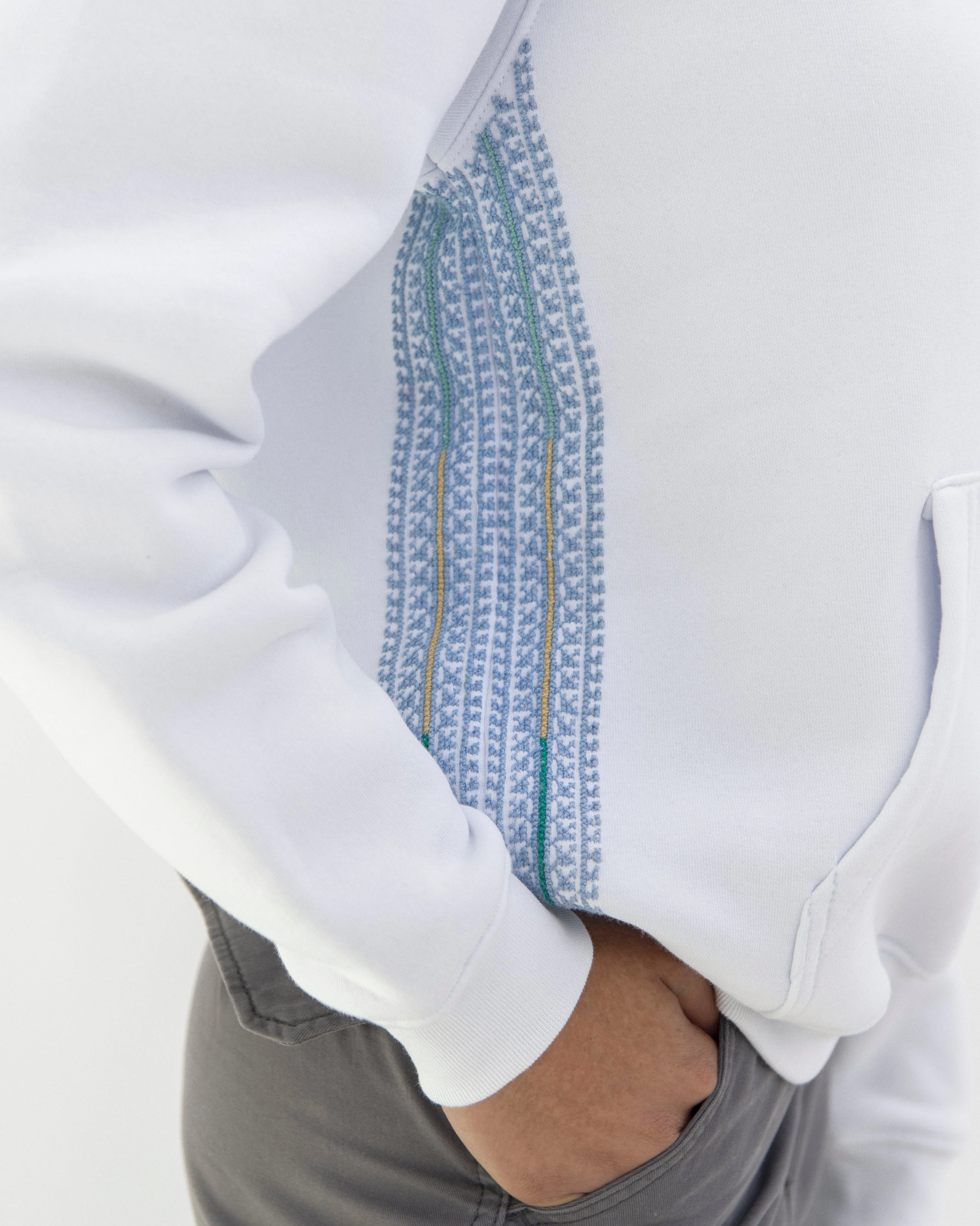 Ramz Embroidery Jaffa White Embroidered Zip-Up Hoodie - Image 3