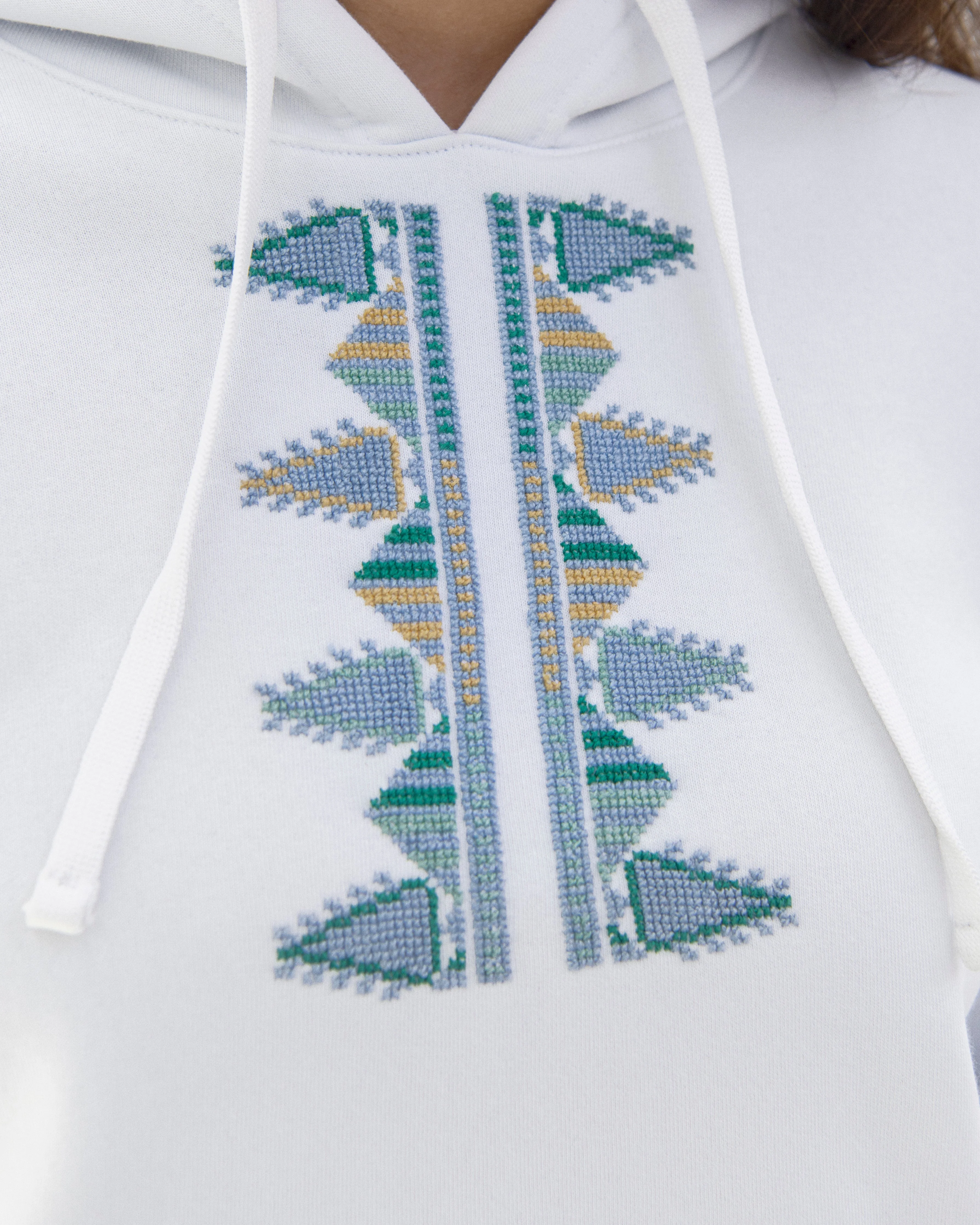 Ramz Embroidery Jaffa White Embroidered Zip-Up Hoodie - Image 4