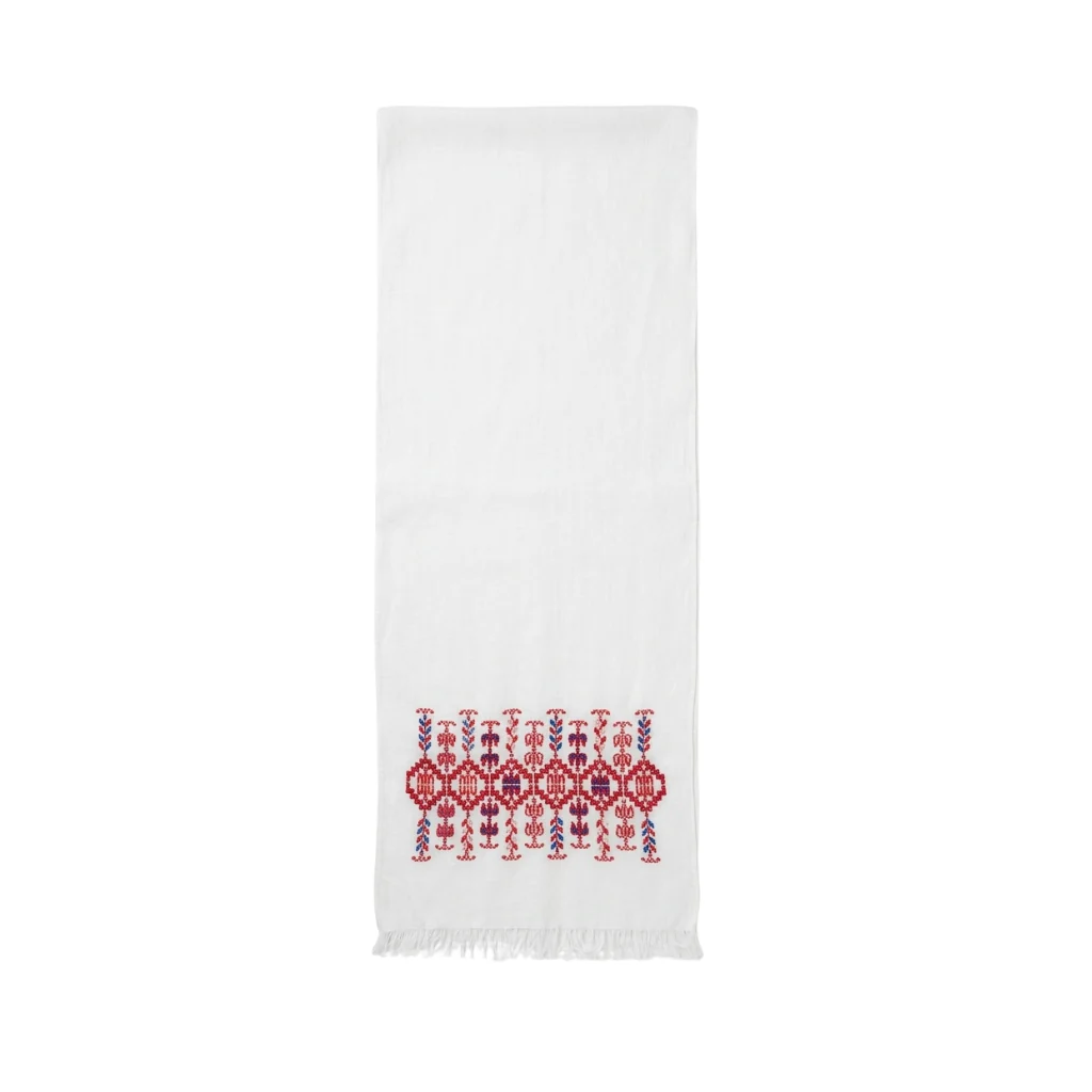 Ramz Embroidery Mediterranean White Jaffa Embroidered Cotton Scarf