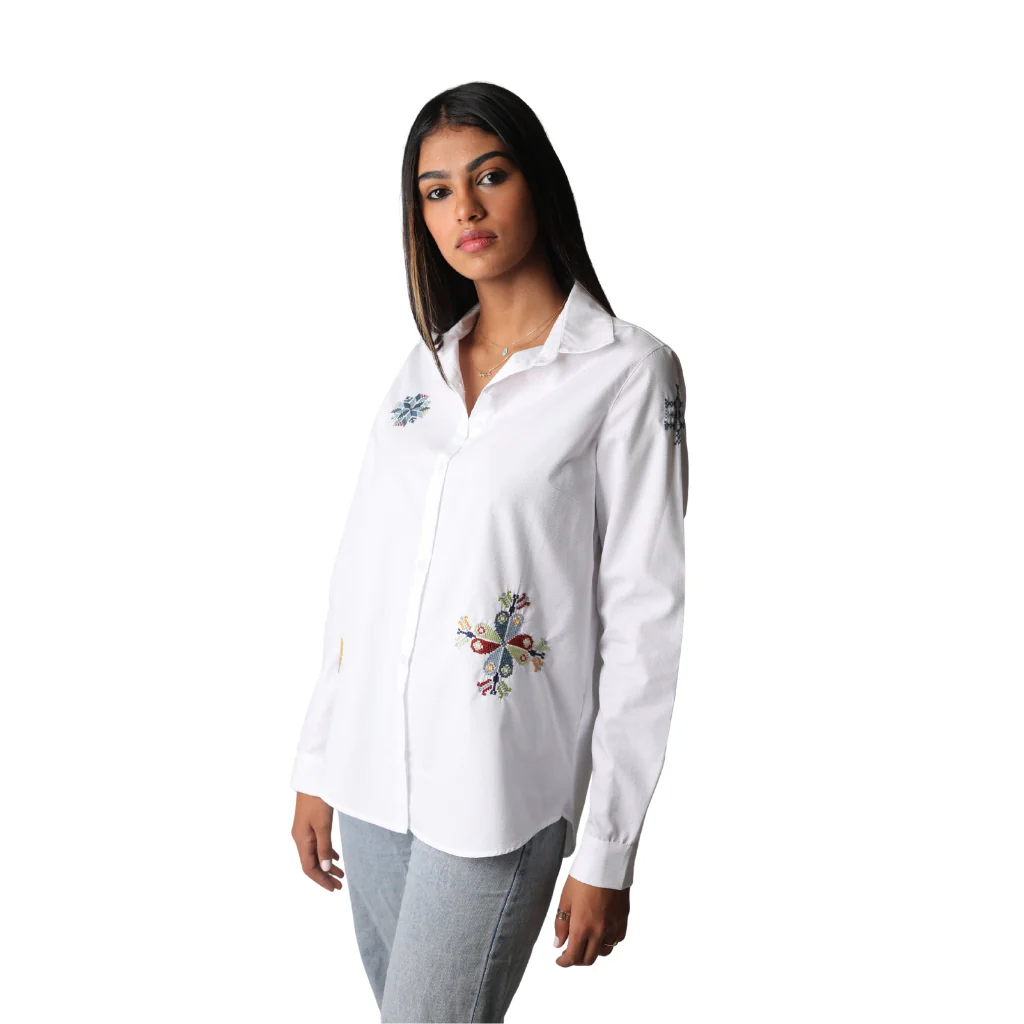 Ramz Embroidery Patches White Ramallah Gaza Jaffa Embroidered Shirt - Image 2