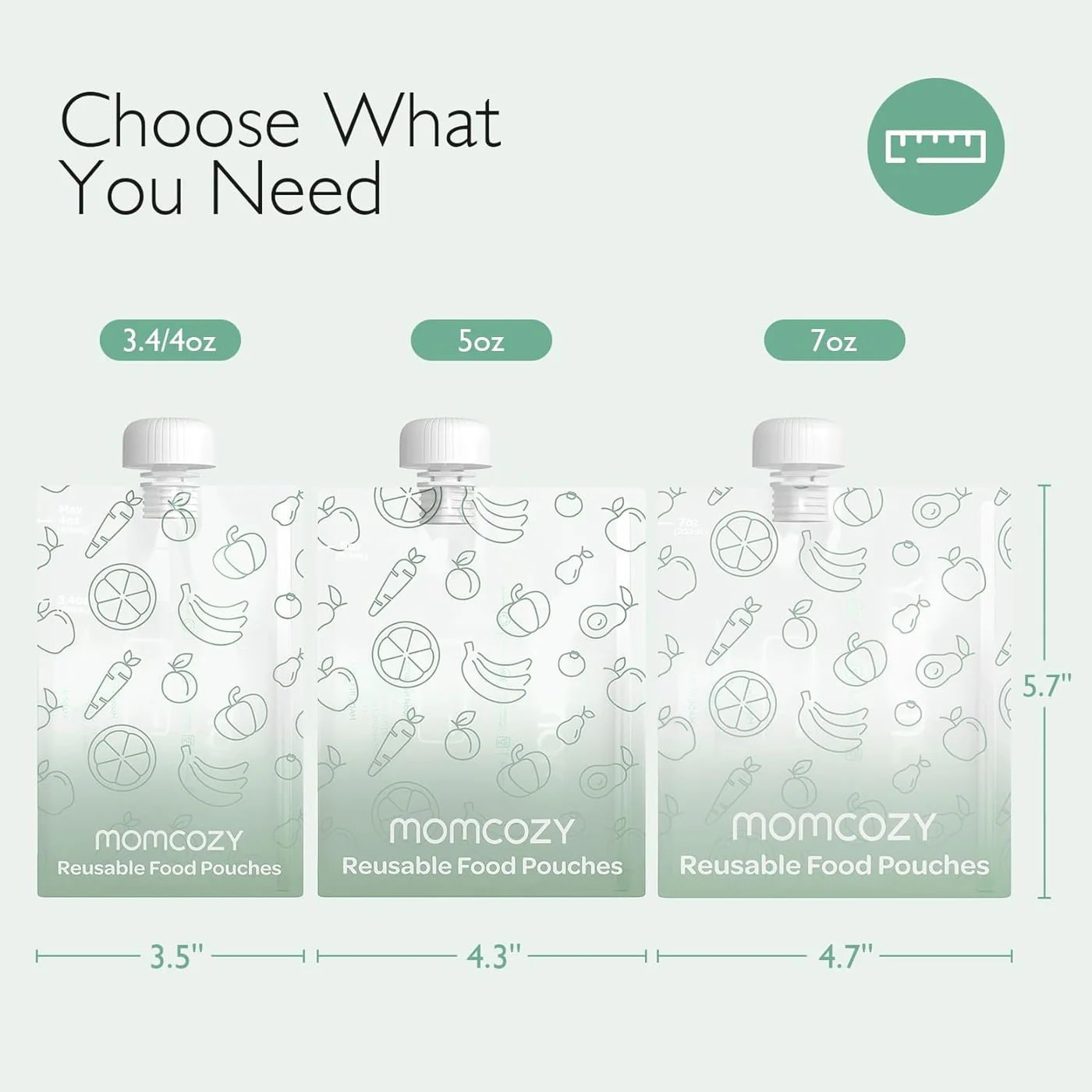 MOMCOZY Reusable Baby Food Pouches Pack Of 10 - Image 3