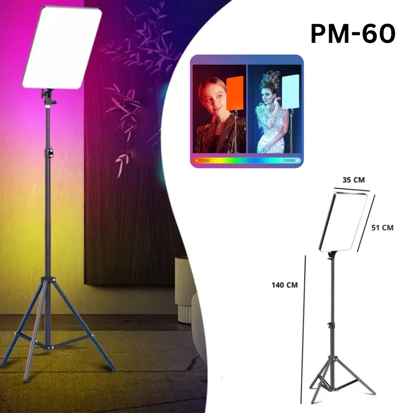 RGBW-LED PM-26 Professional Photography Fill Light With Remote Control - Image 4