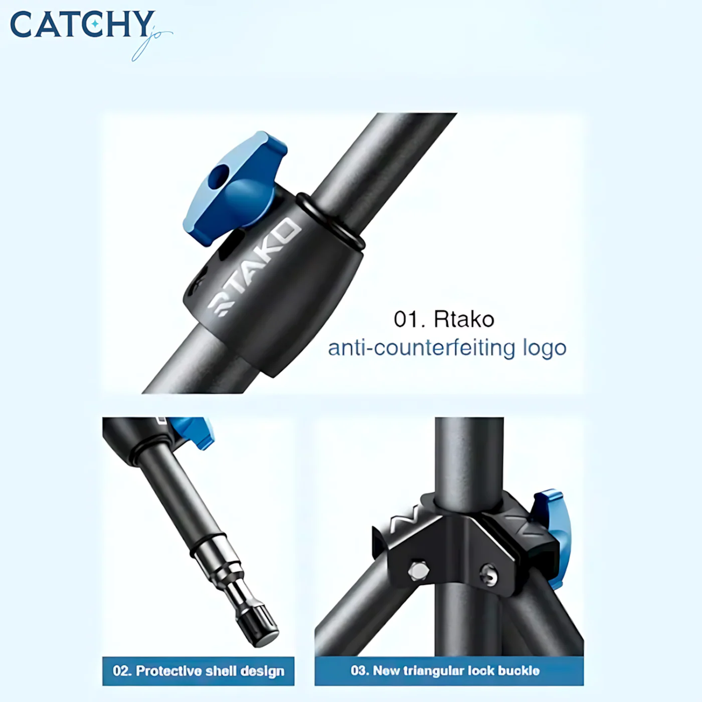 RTAKO ZJ-ZB03 Matte Finish Carbon Steel Tripod (2.1M) - Image 3