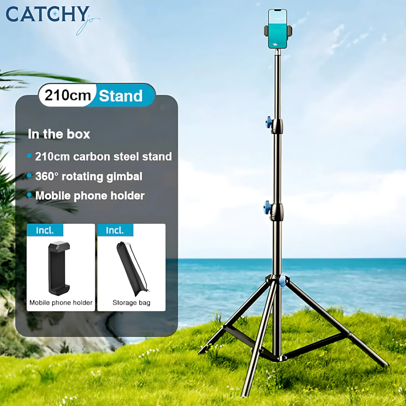 RTAKO ZJ-ZB03 Matte Finish Carbon Steel Tripod (2.1M) - Image 4