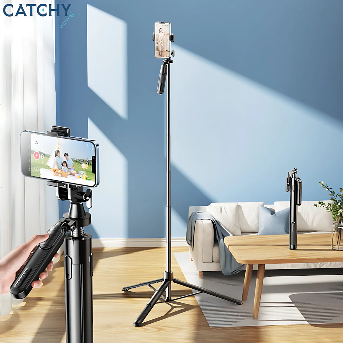 RTAKO ZP220 Pro Ultra-Wide-Angle Selfie Stick 2.1m With Bluetooth Remote - Image 3