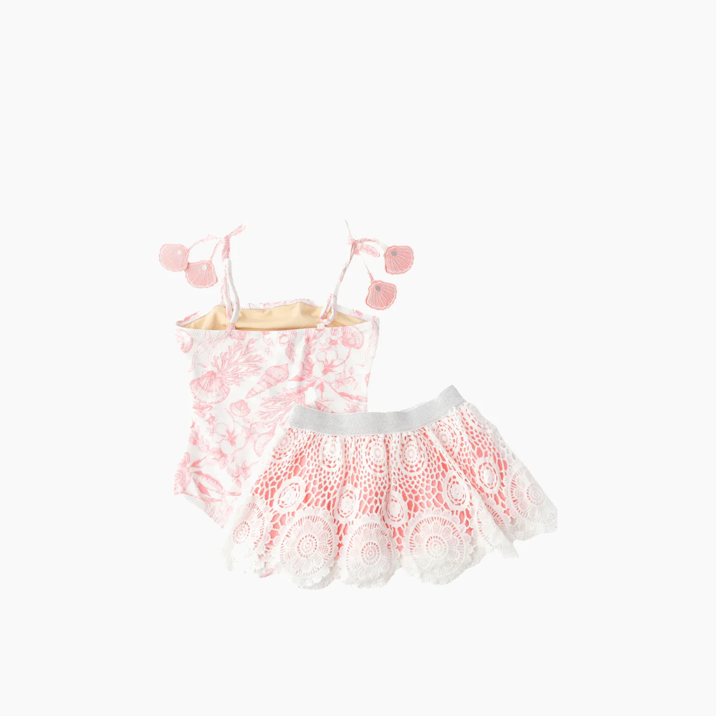 Shade Critters Seaside Toile Girls One Piece & Skirt Swimsuit Set - Image 2