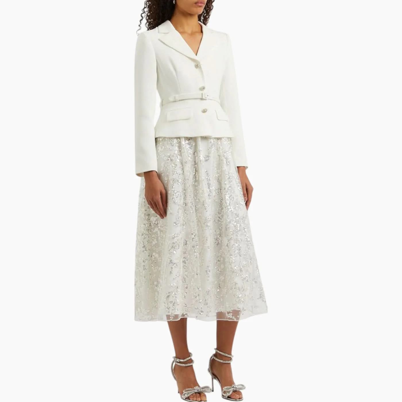 Self-Portrait Sequin-Embellished Belted Midi Dress - Image 2
