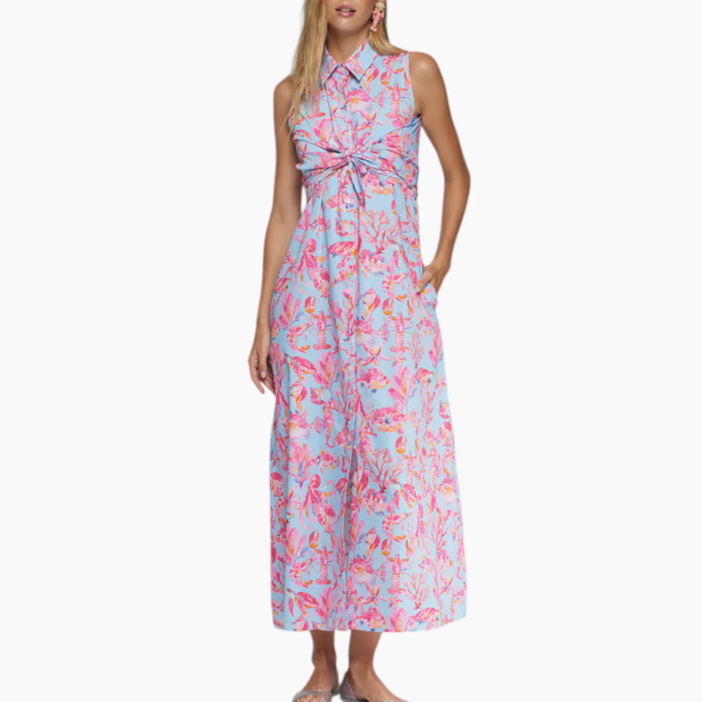 Vilagallo Sleeveless tie dress under the sea print - Image 2