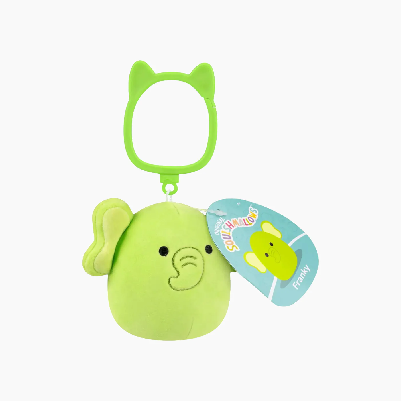 JAZWARES Squishmallows- Clip-On Little Plush 3.5" Franky the Lime Green Elephant - Image 2