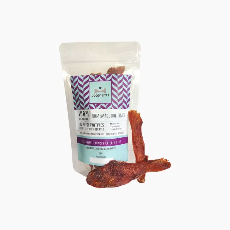 Doggy Bites Strawberry Crunchy Chicken Dog Treats - Image 2