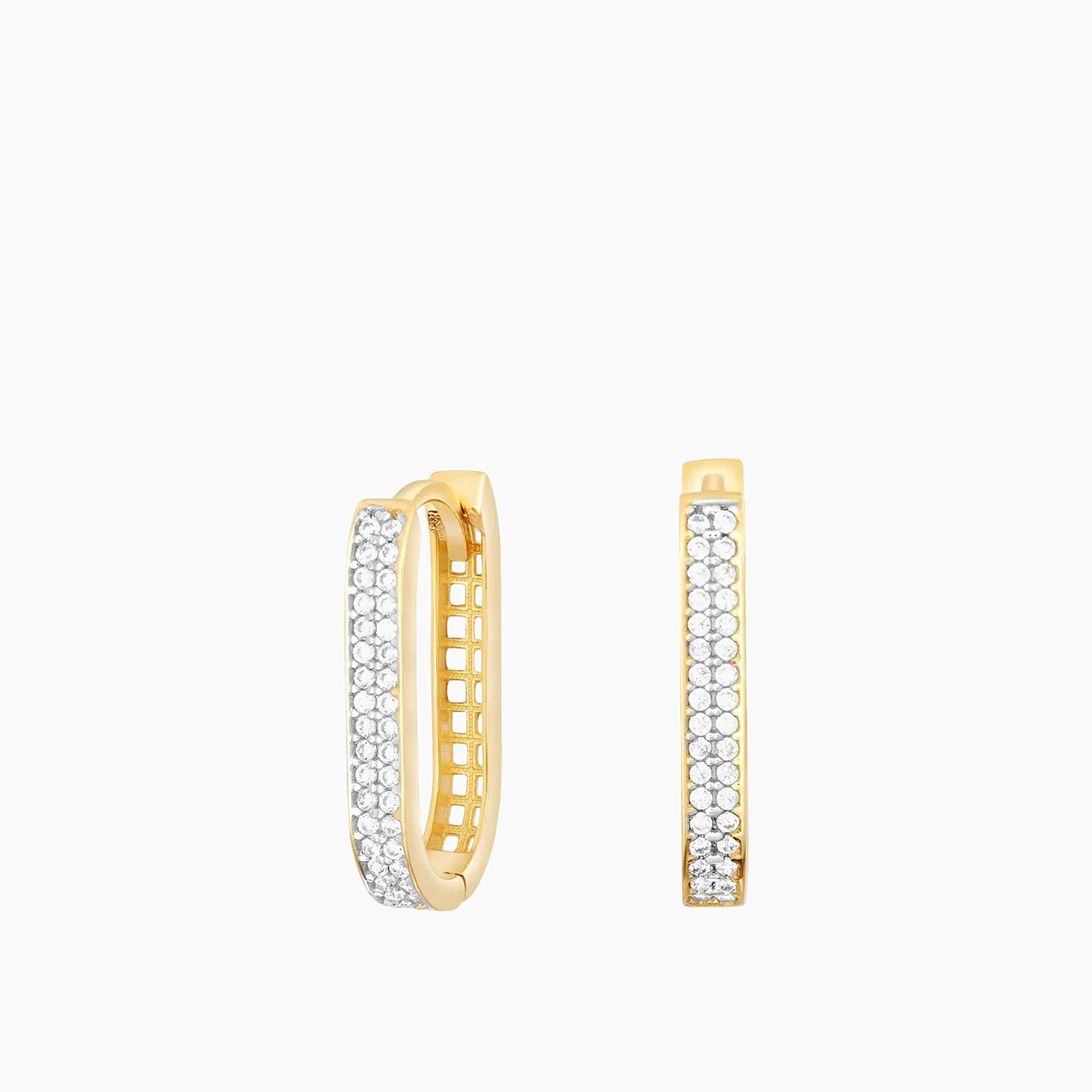 Joy Jewels Studded Rounded Rectangle Hoops 2.0 Earrings