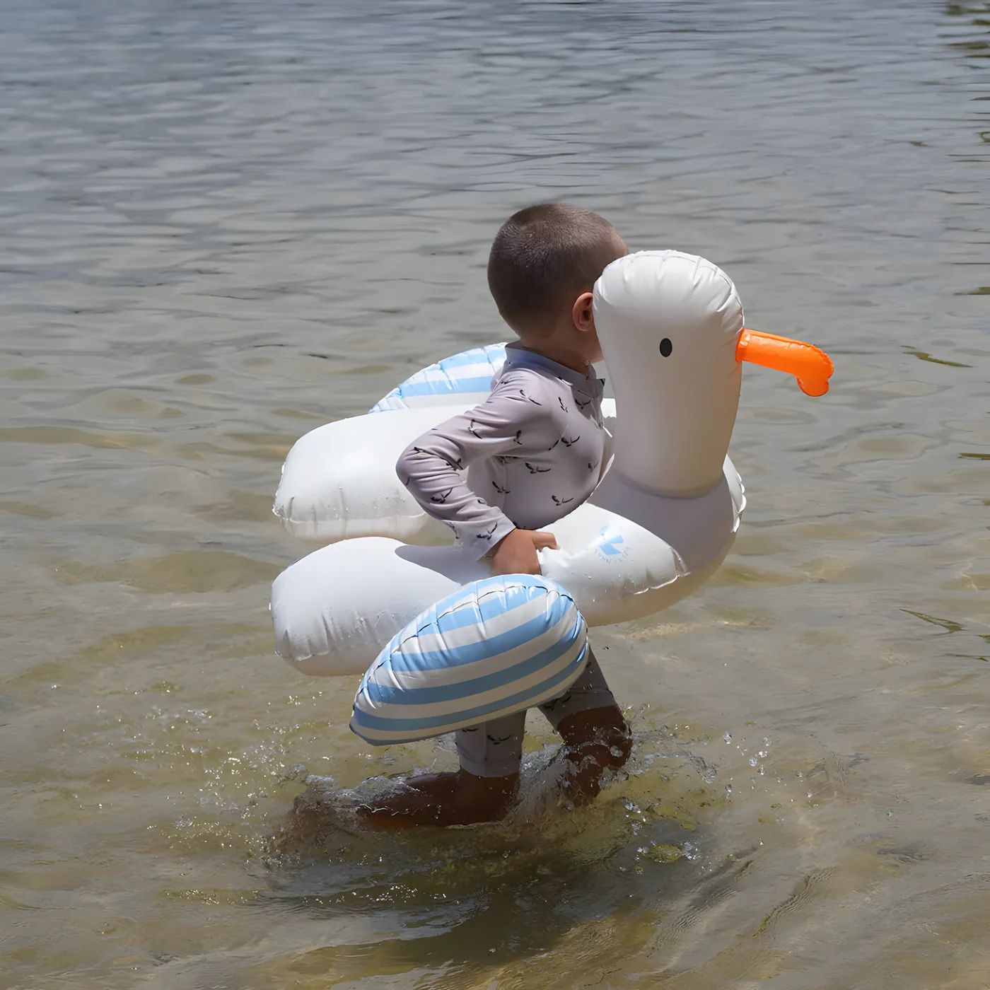 SunnyLife Tube Pool Ring Sid the Seagull Blue Stripe - Image 3