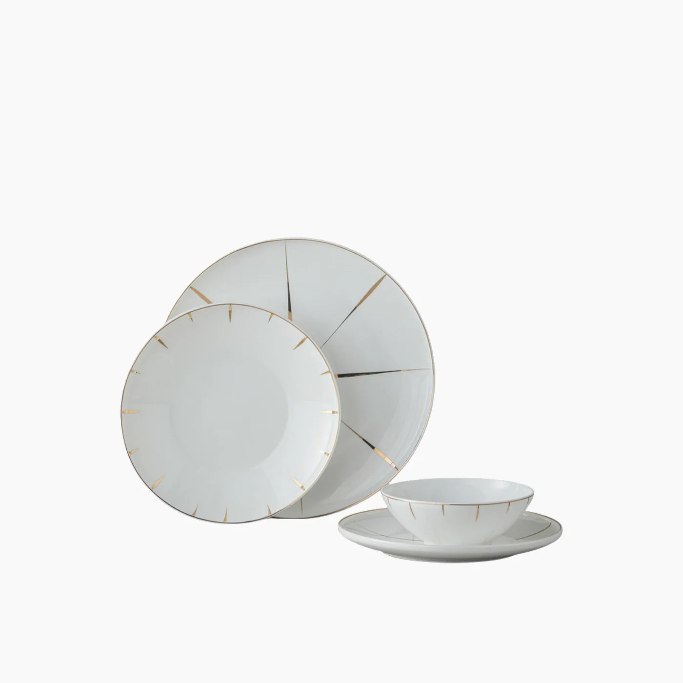 EH Living Sunshine Bone Porcelain Table Set 27 Pieces, 6 Servings Gold - Image 2