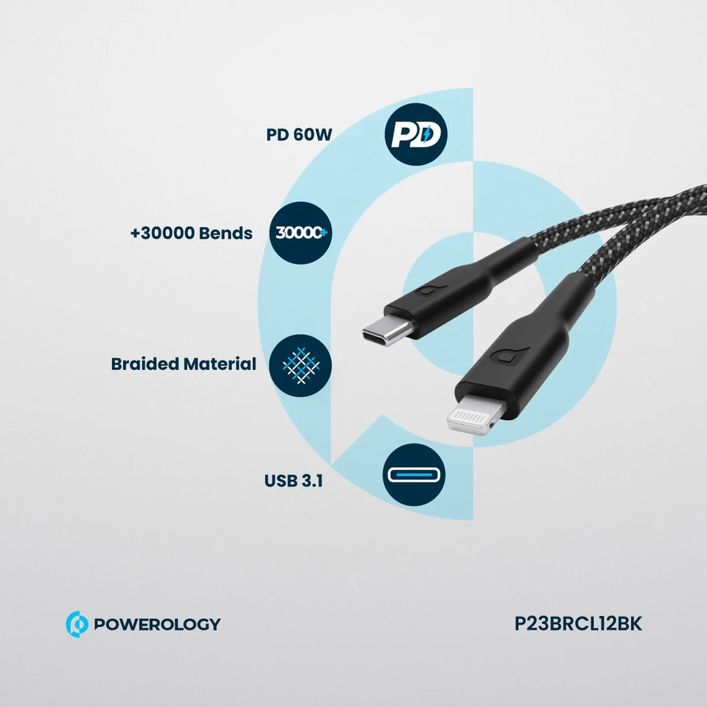 Powerology Braided USB-C To Lightning Cable - Image 10