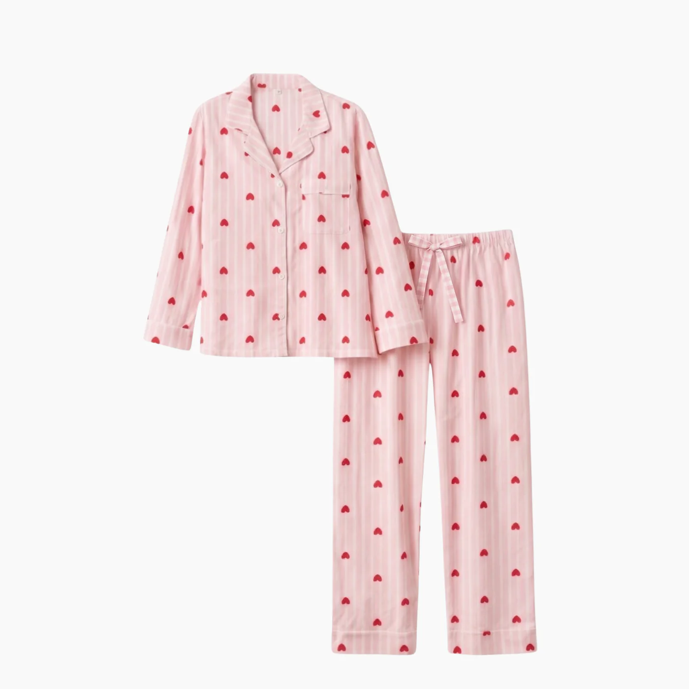 Heart Print Long Sleeve Pajama Set - Image 2
