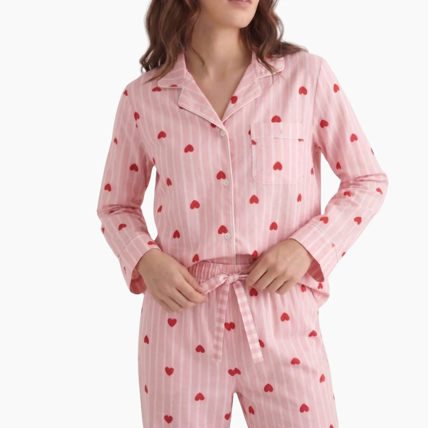 Heart Print Long Sleeve Pajama Set - Image 4
