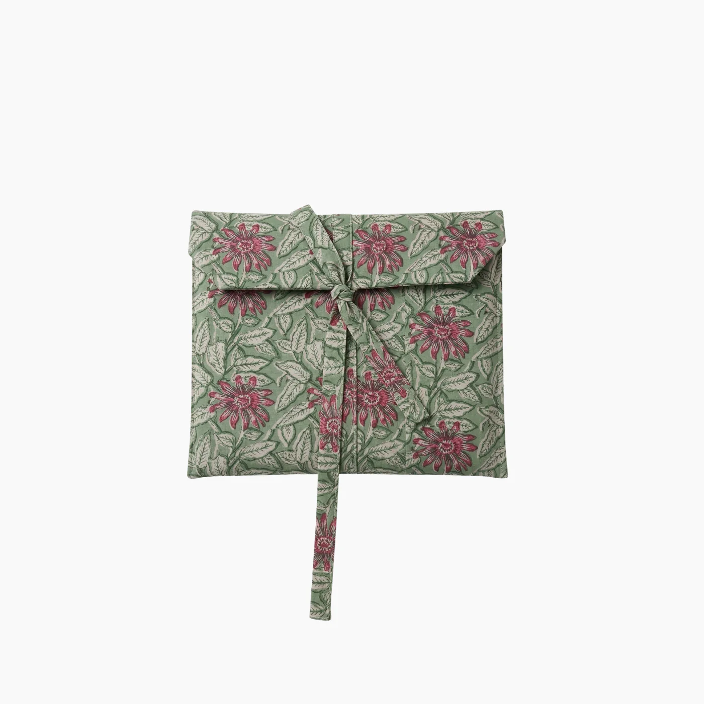 Pink And Green Floral Cotton Block Printed Pajama Set - Image 3