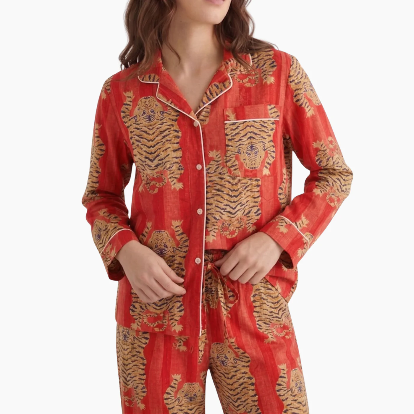 Eye of the Tiger Cotton Printed Pajama Set - Image 8