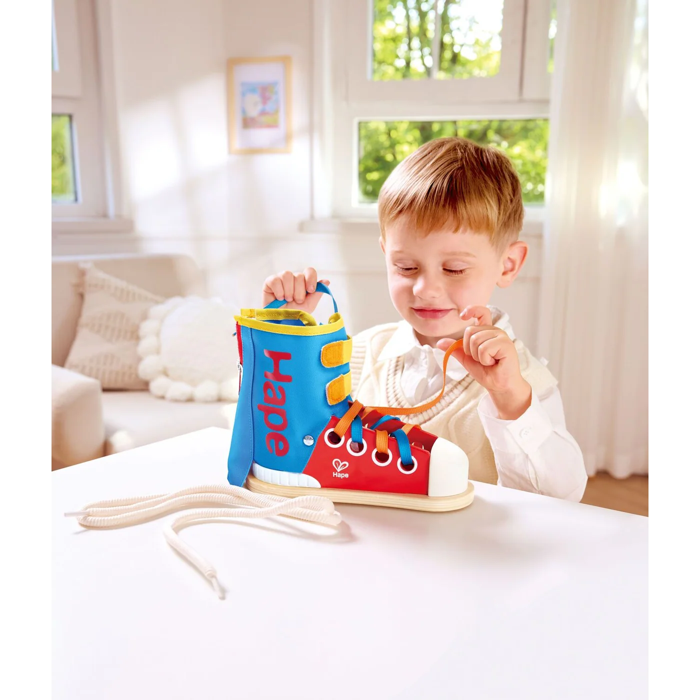Hape Tie-It Lacing Sneaker Learning Toy - Image 5