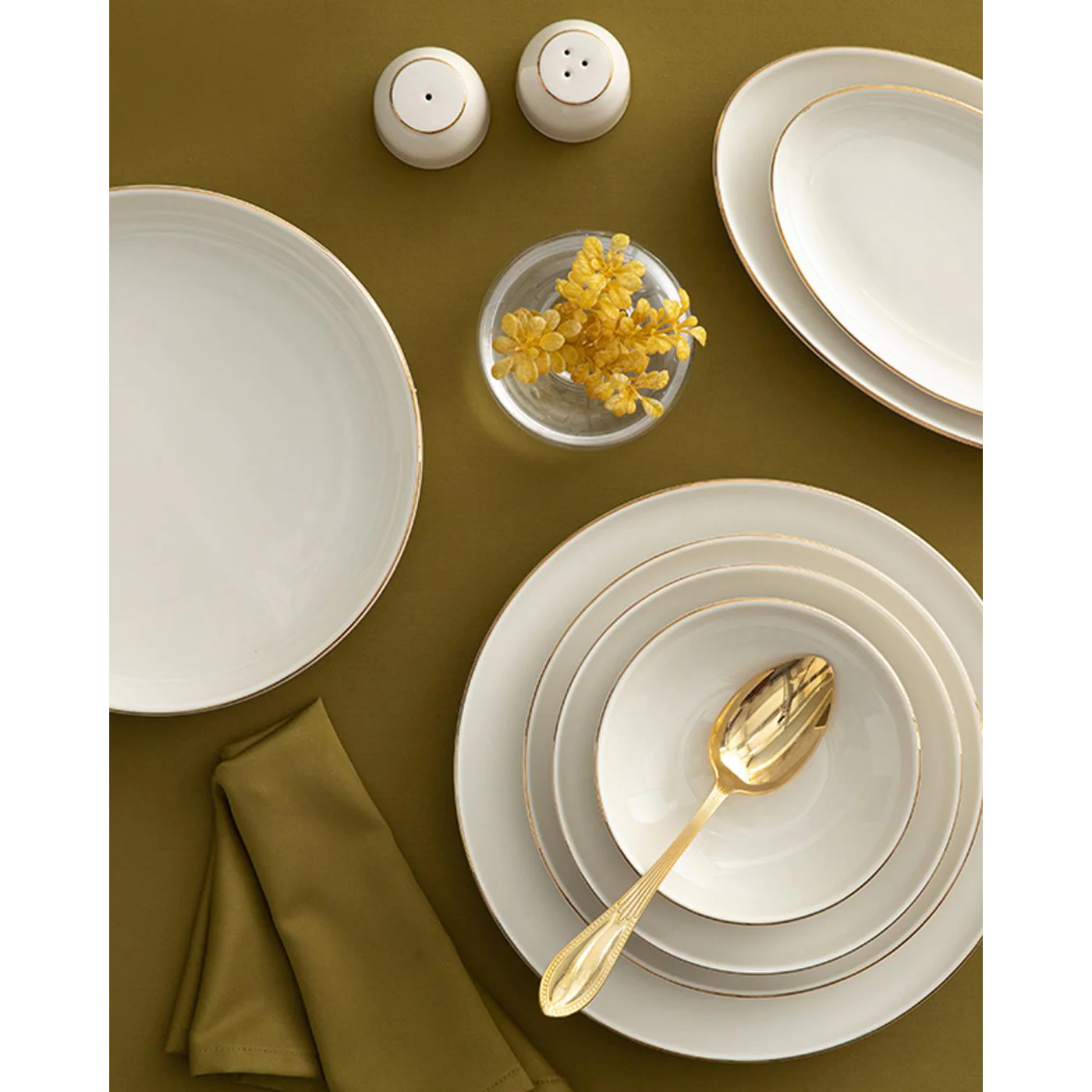 EH Living Torino Porcelain Table Set 54 Pieces, 12 Servings Gold - Image 2