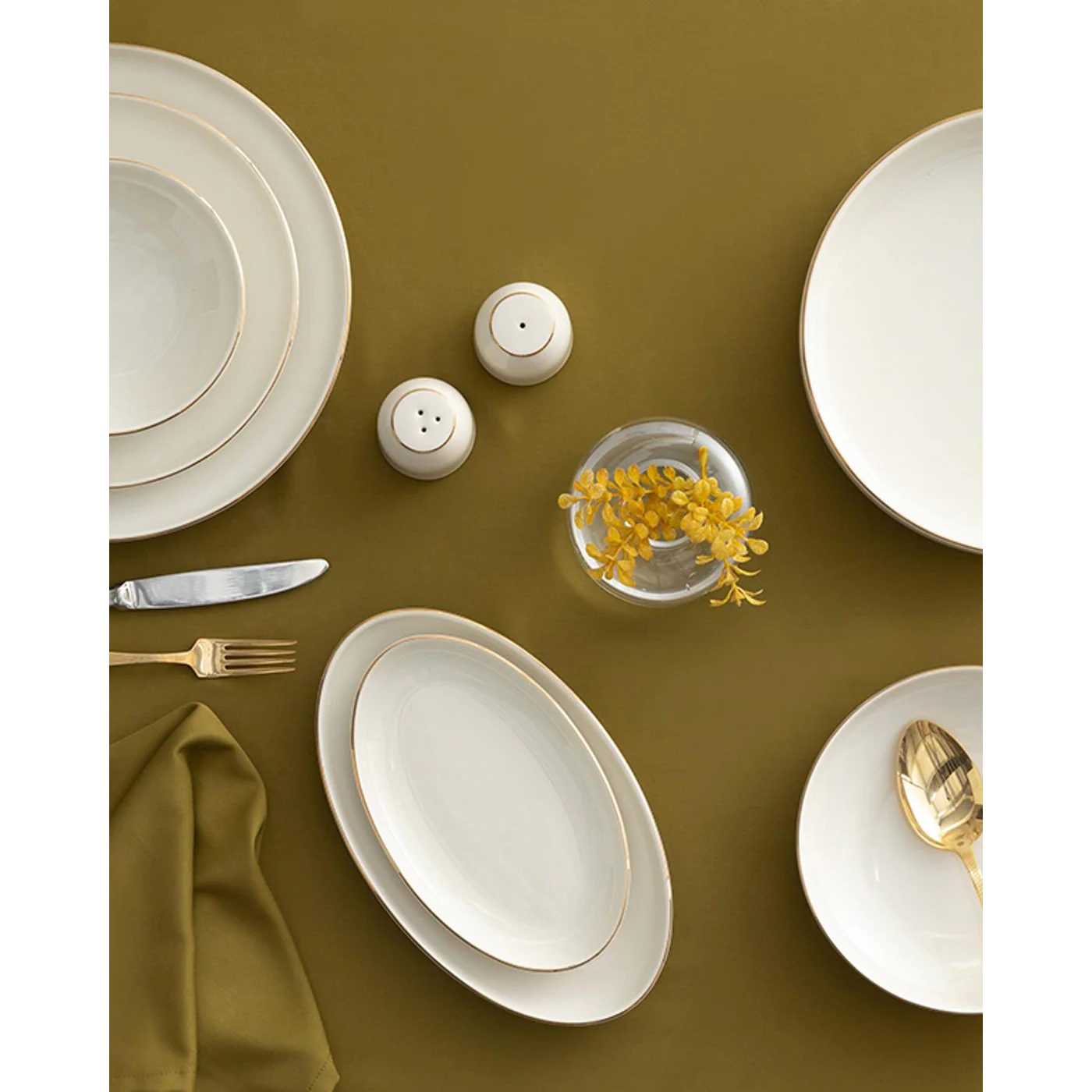EH Living Torino Porcelain Table Set 54 Pieces, 12 Servings Gold - Image 3