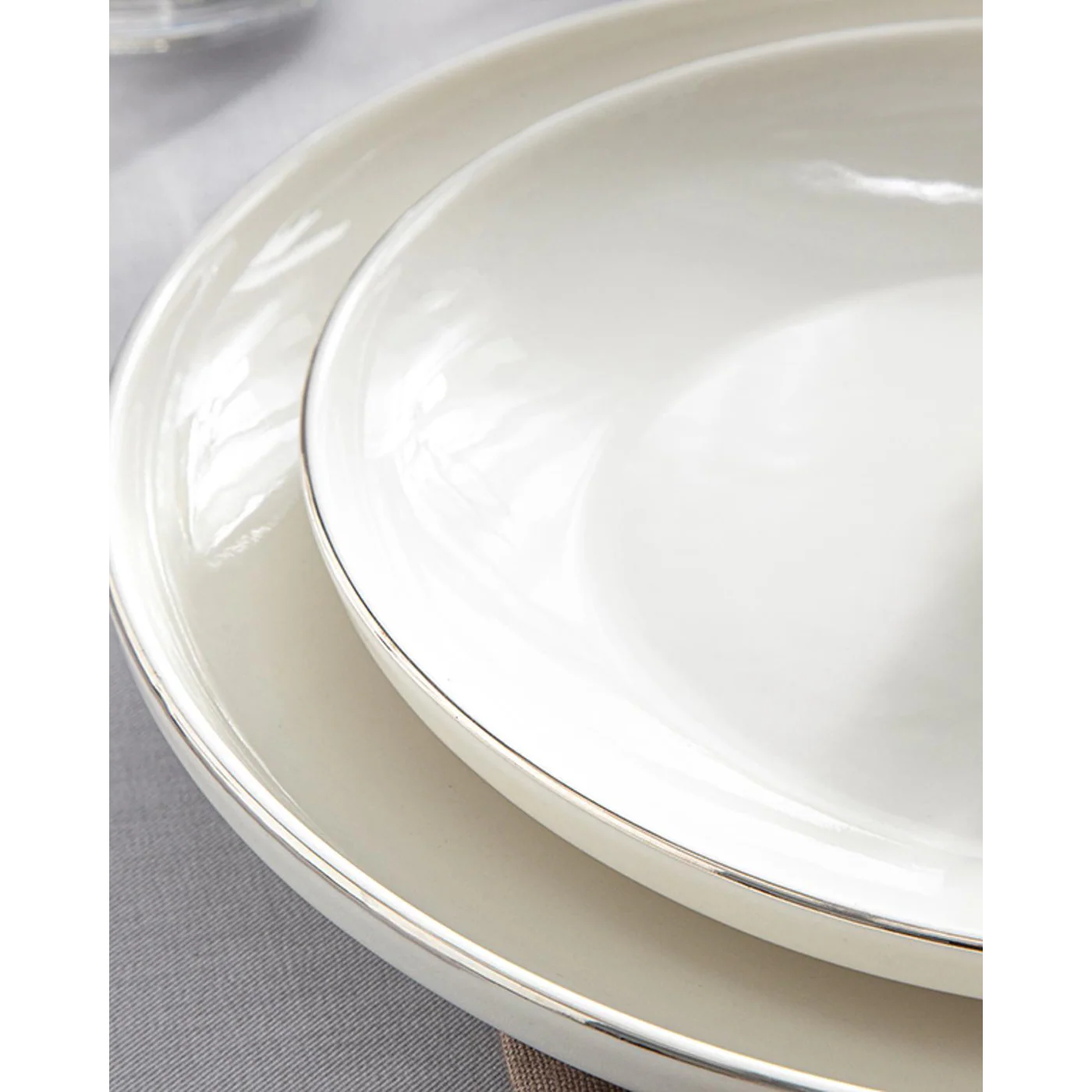 EH Living Torino Porcelain Table Set 54 Pieces, 12 Servings Silver - Image 4
