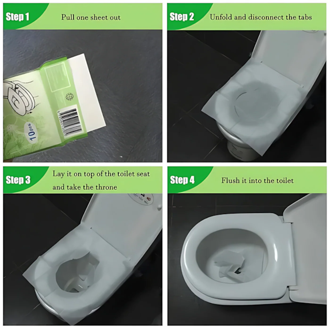 Travel Kit Toilet Seat Paper, 10 Pc Packet - Image 4