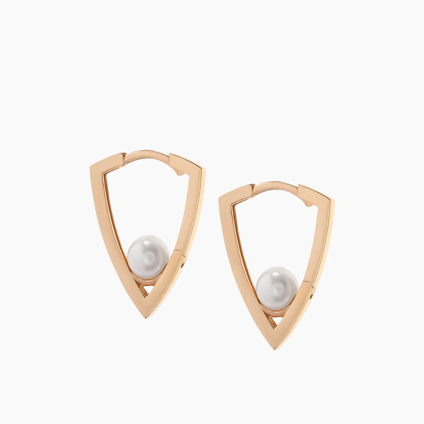 Joy Jewels Triangle Pearl Hoops Earrings