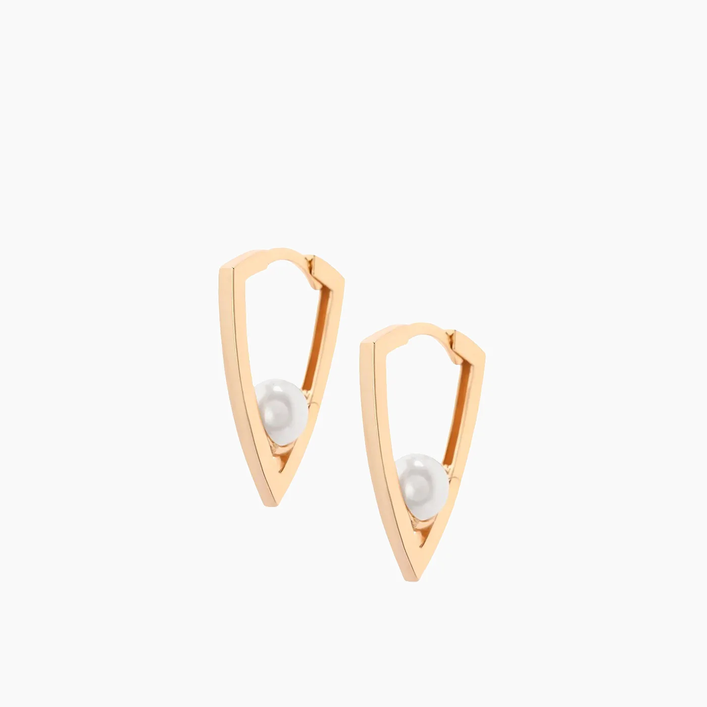 Joy Jewels Triangle Pearl Hoops Earrings - Image 2