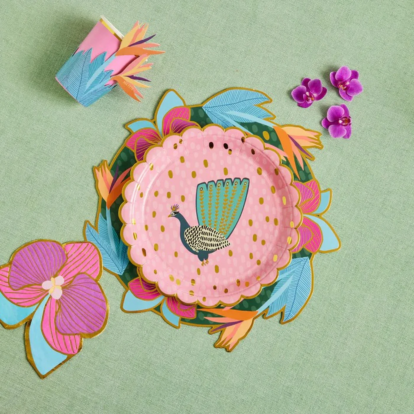 Ma Fete Tropical Orchid Napkins  - Set of 16 - Image 2