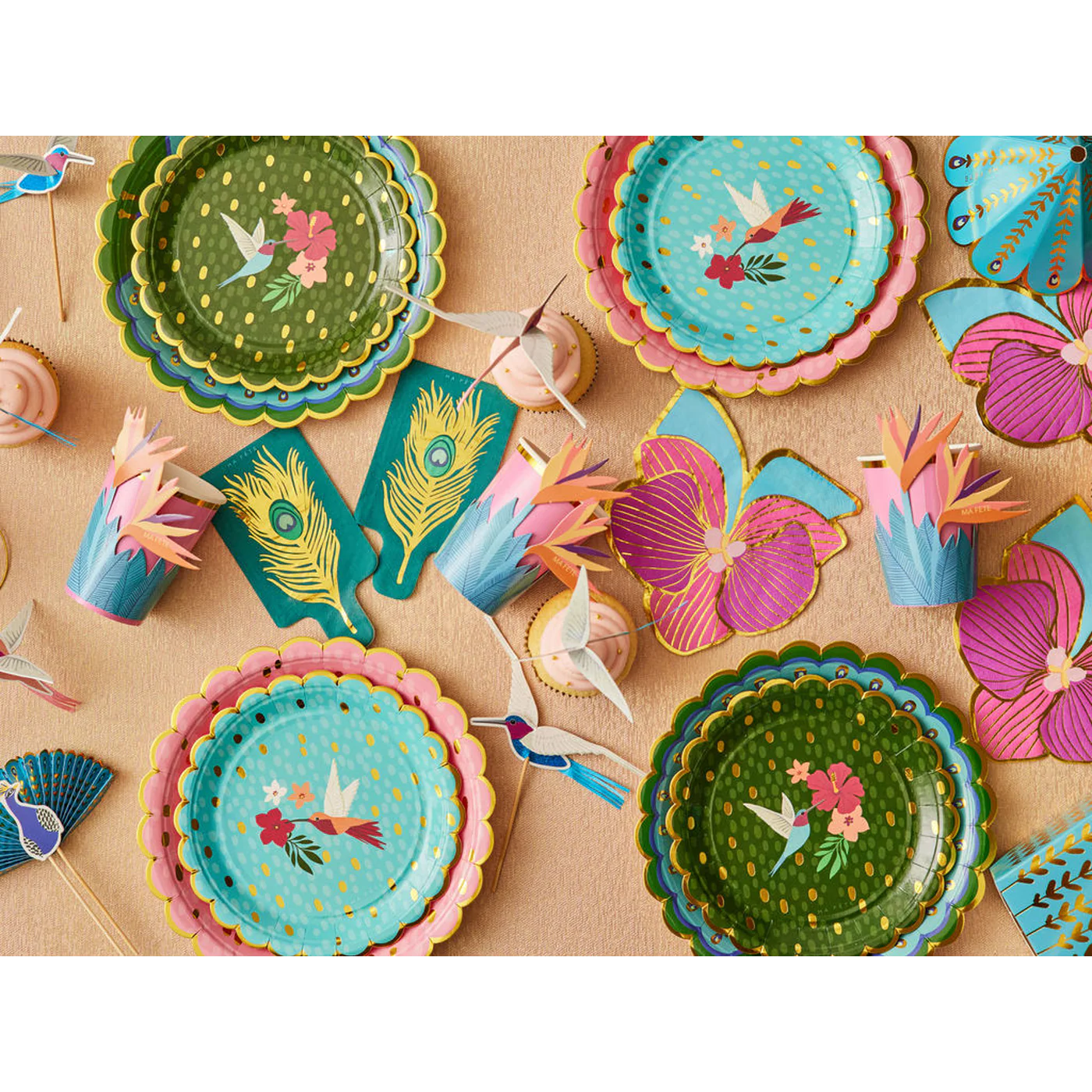 Ma Fete Tropical Orchid Napkins  - Set of 16 - Image 5