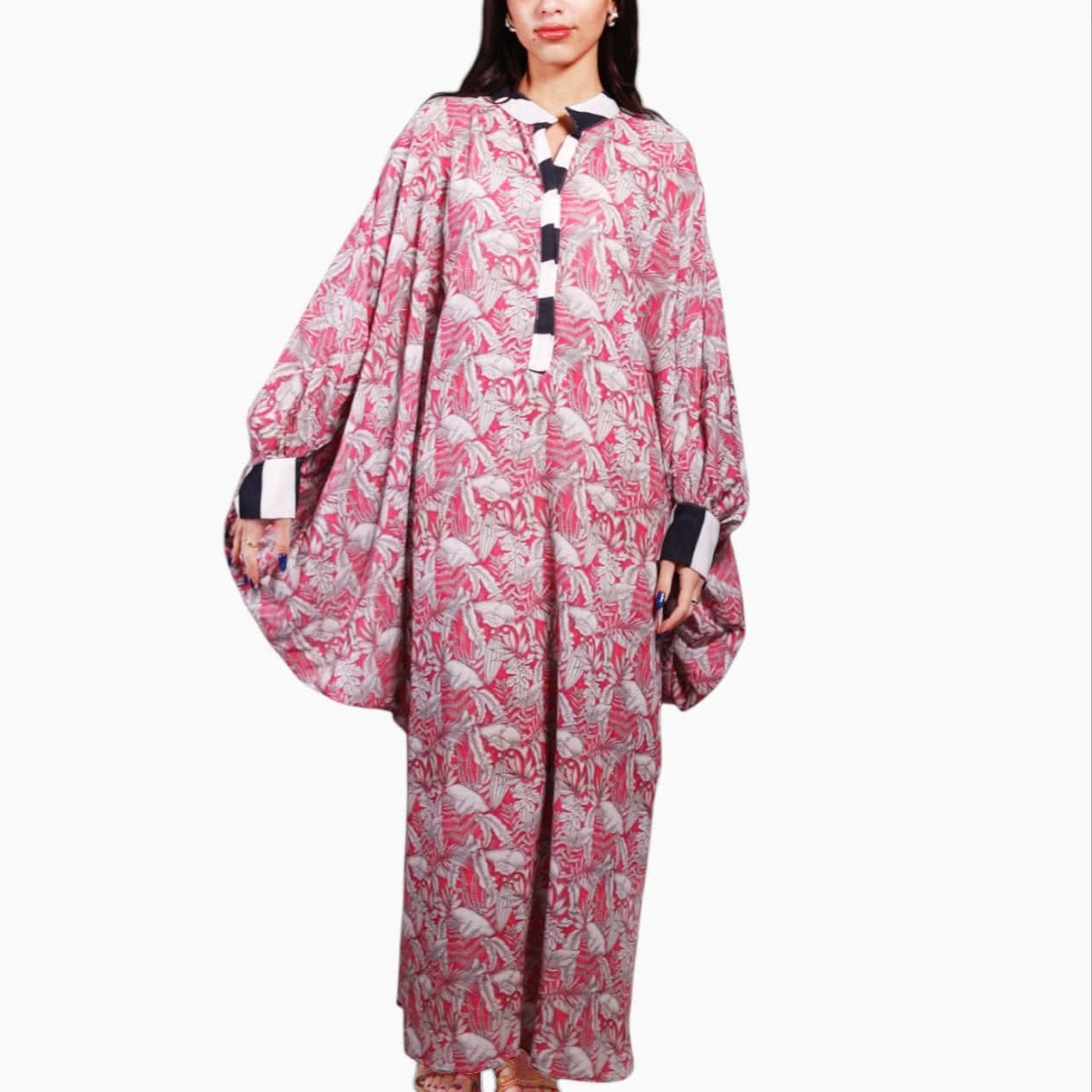 Tropical Pink Balloon Sleeve Dress