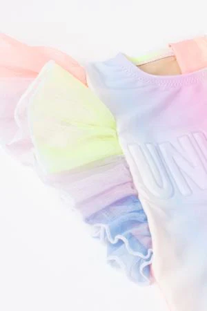 Shade Critters Tulle Sleeve Rainbow Unicorn Swimsuit - Image 2