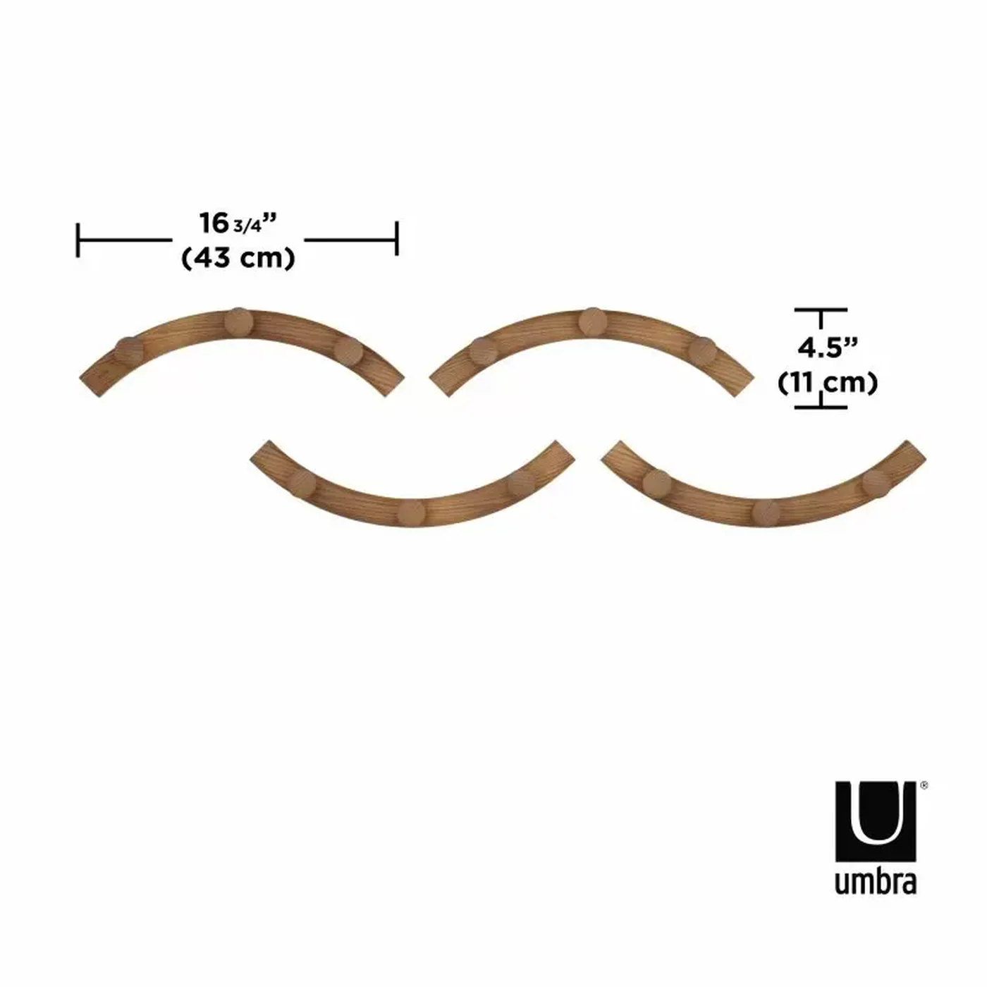 Umbra Slinka Hook Set - 4 Pcs - Walnut - Image 7