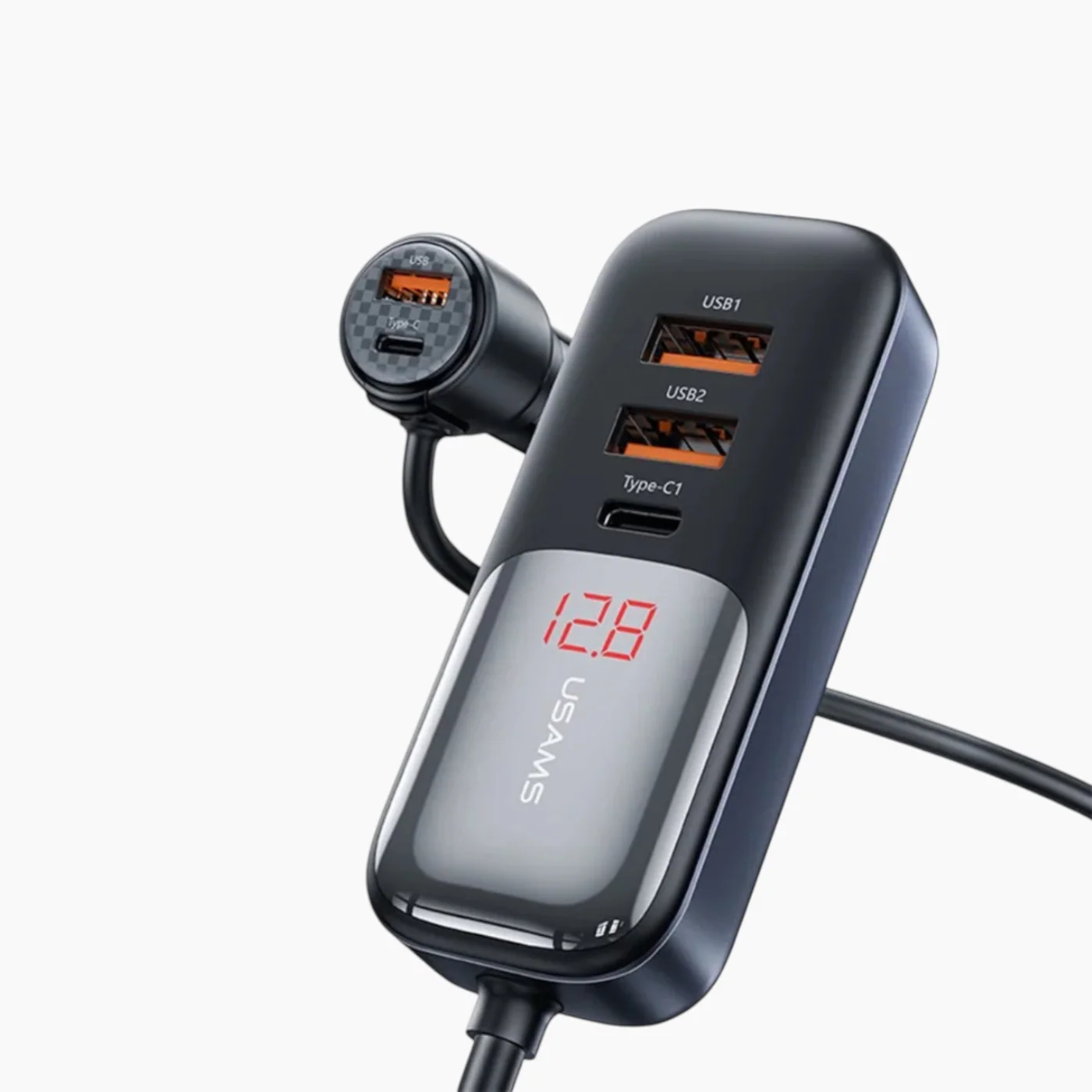 USAMS US-CC213 5 Ports Digital Display Fast Car Charger With Data Cable (165W) - Image 2