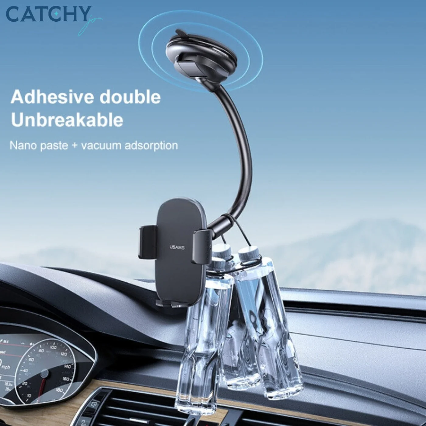 USAMS US-ZJ065 Center Retractable Car Phone Holder - Image 3