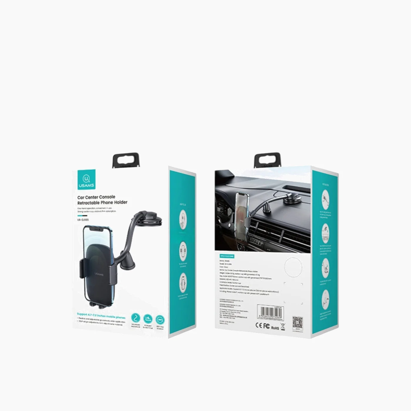 USAMS US-ZJ065 Center Retractable Car Phone Holder - Image 4
