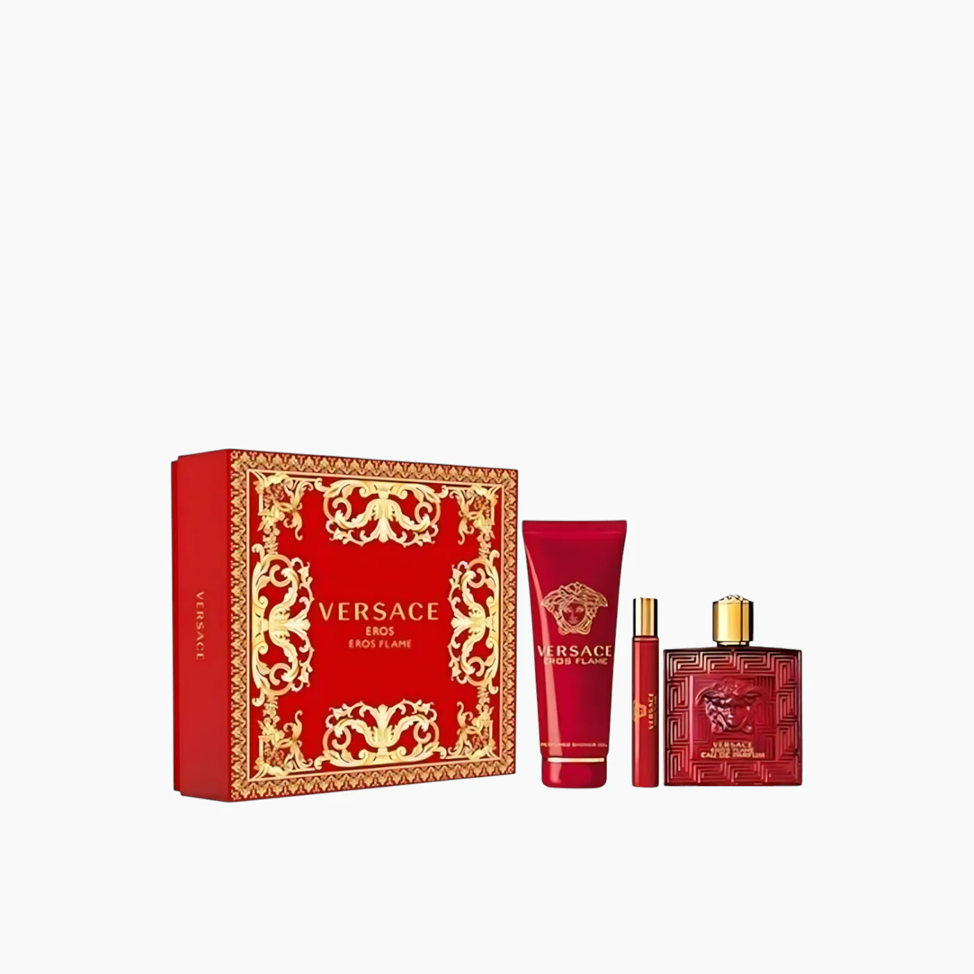 Versace Eros Flame EDP 100Ml + EDP 10Ml + Shower Gel 150Ml Gift Set For Men