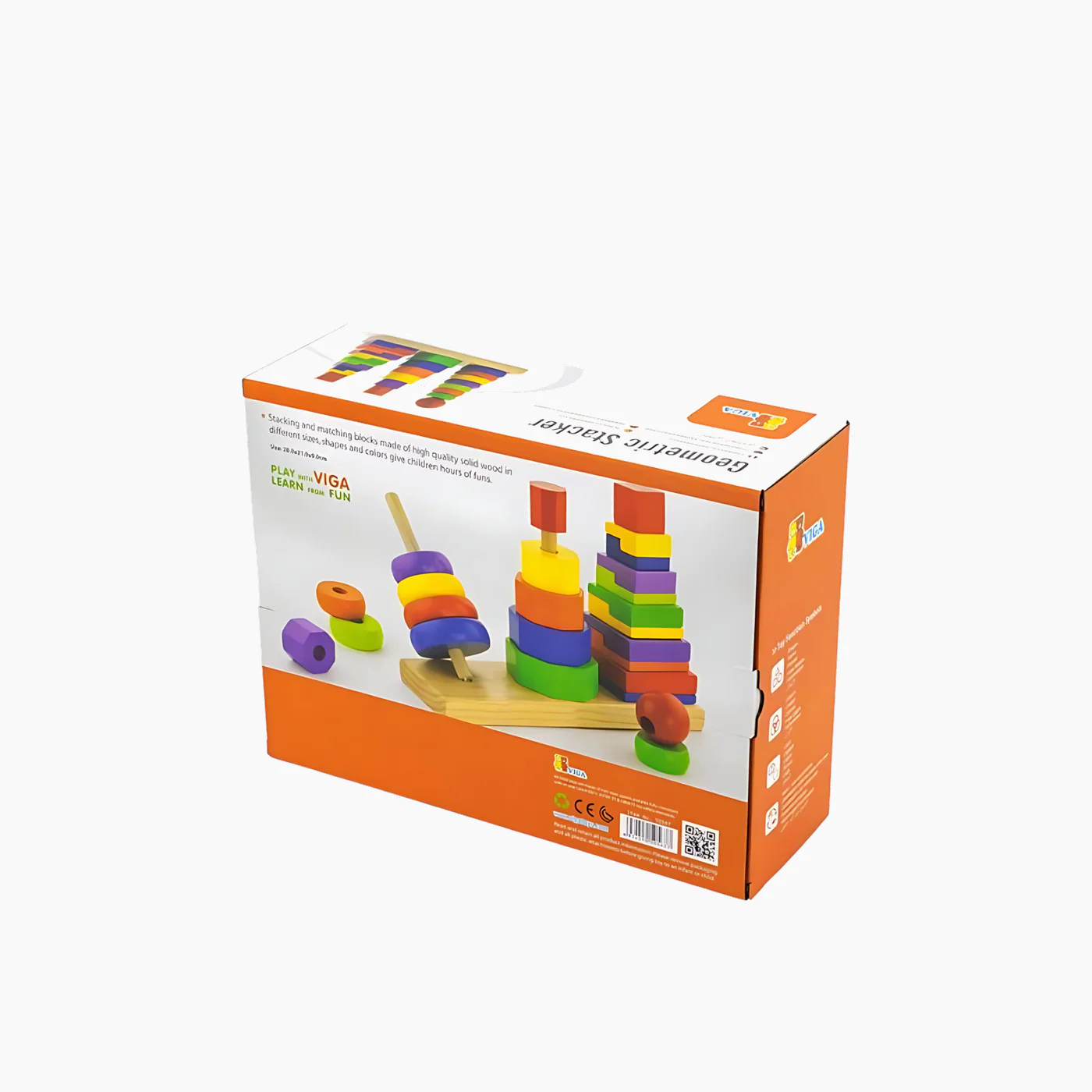 Viga Wooden Geometric Stacker Toy - Image 3