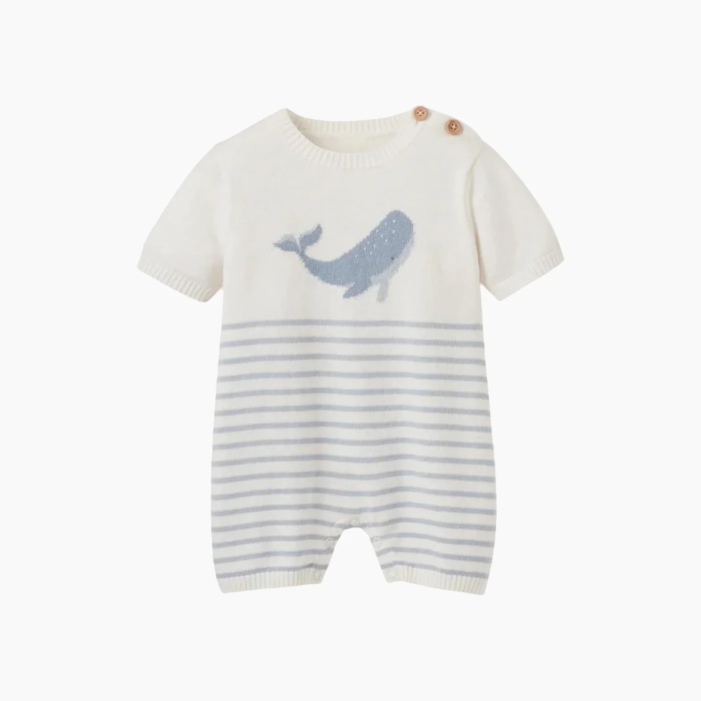 Whale Stripped Knit Shortall Romper