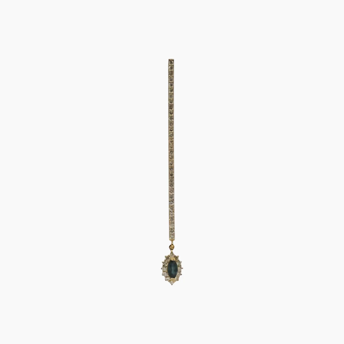 White Gold Bar Earring with White Diamonds & Blue Sapphire Earrings