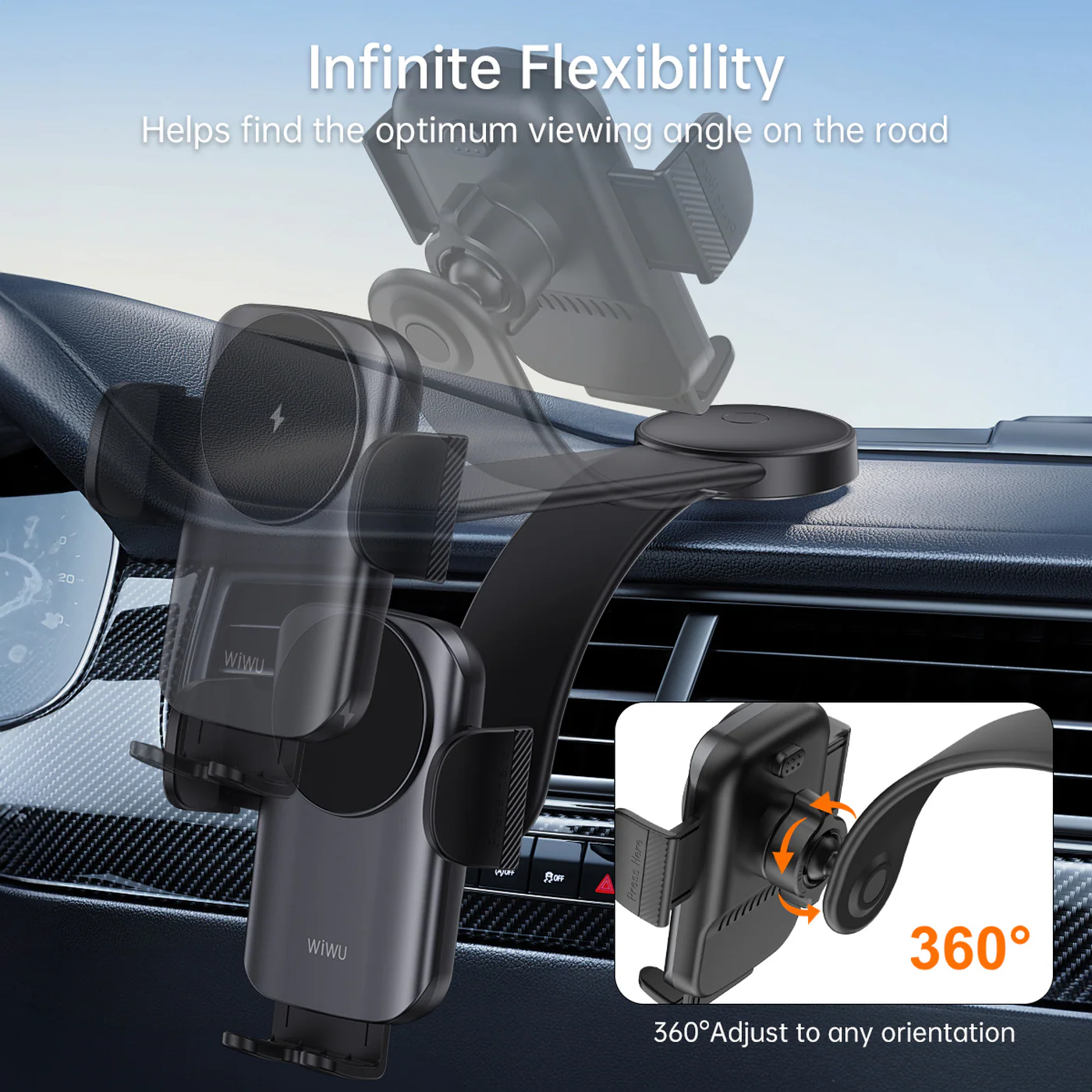 WiWU CH-322 Car Mount Wireless Charger Car Phone Holder (15W) - Image 7