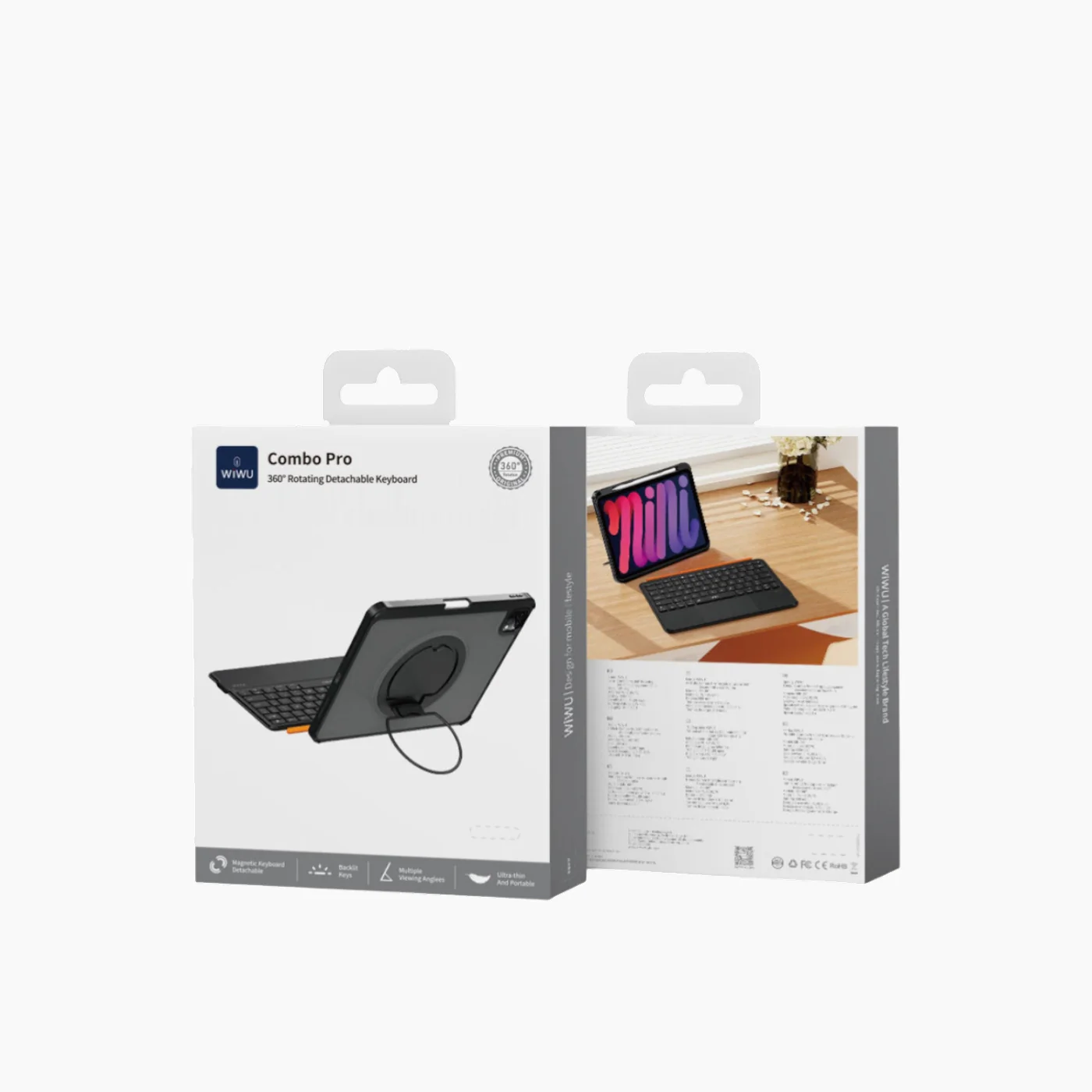 WiWU MK-007 Combo Pro 360° Rotating Detachable Keyboard (Arabic+English) - Image 6