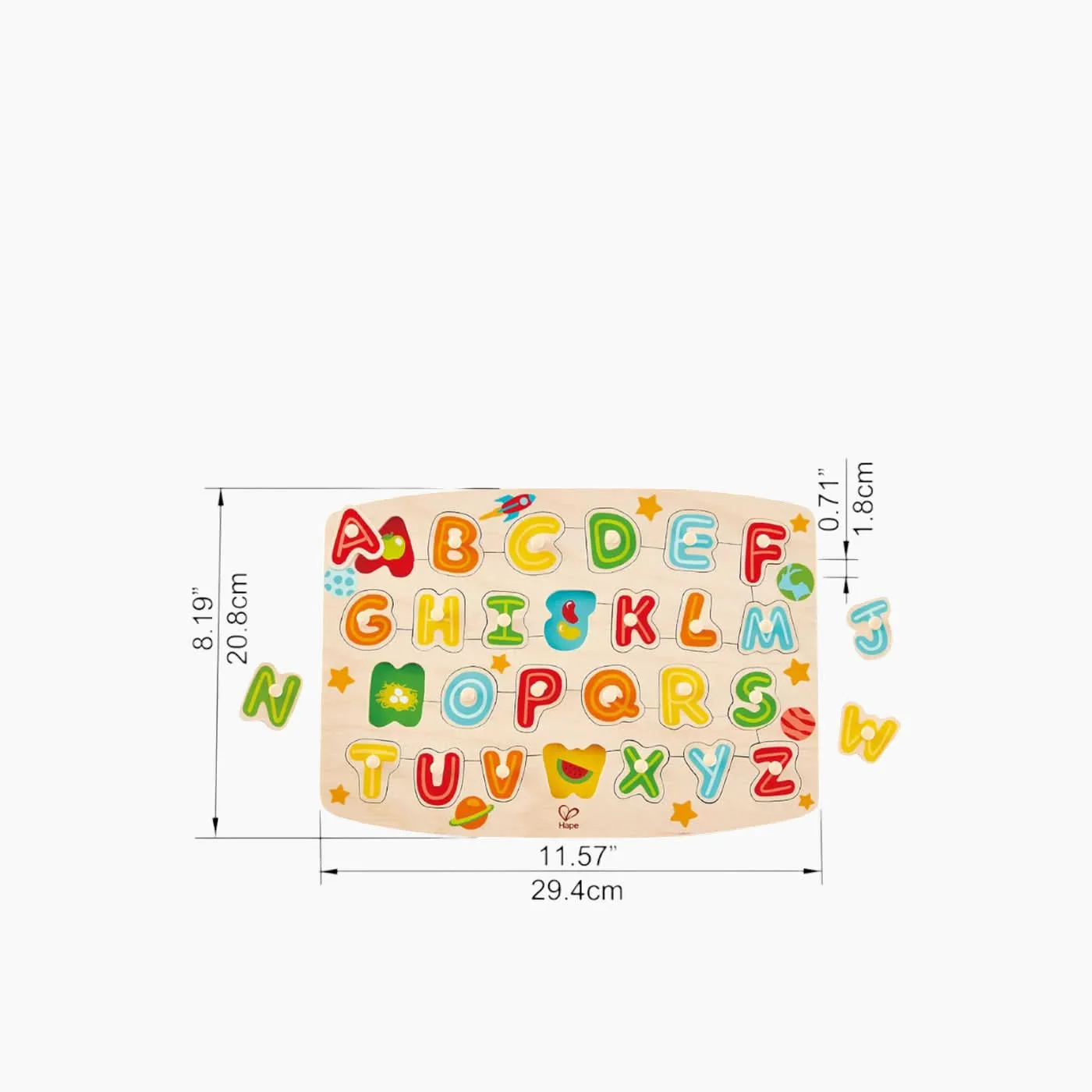 Hape Wooden Alphabet Peg Puzzle - Image 2