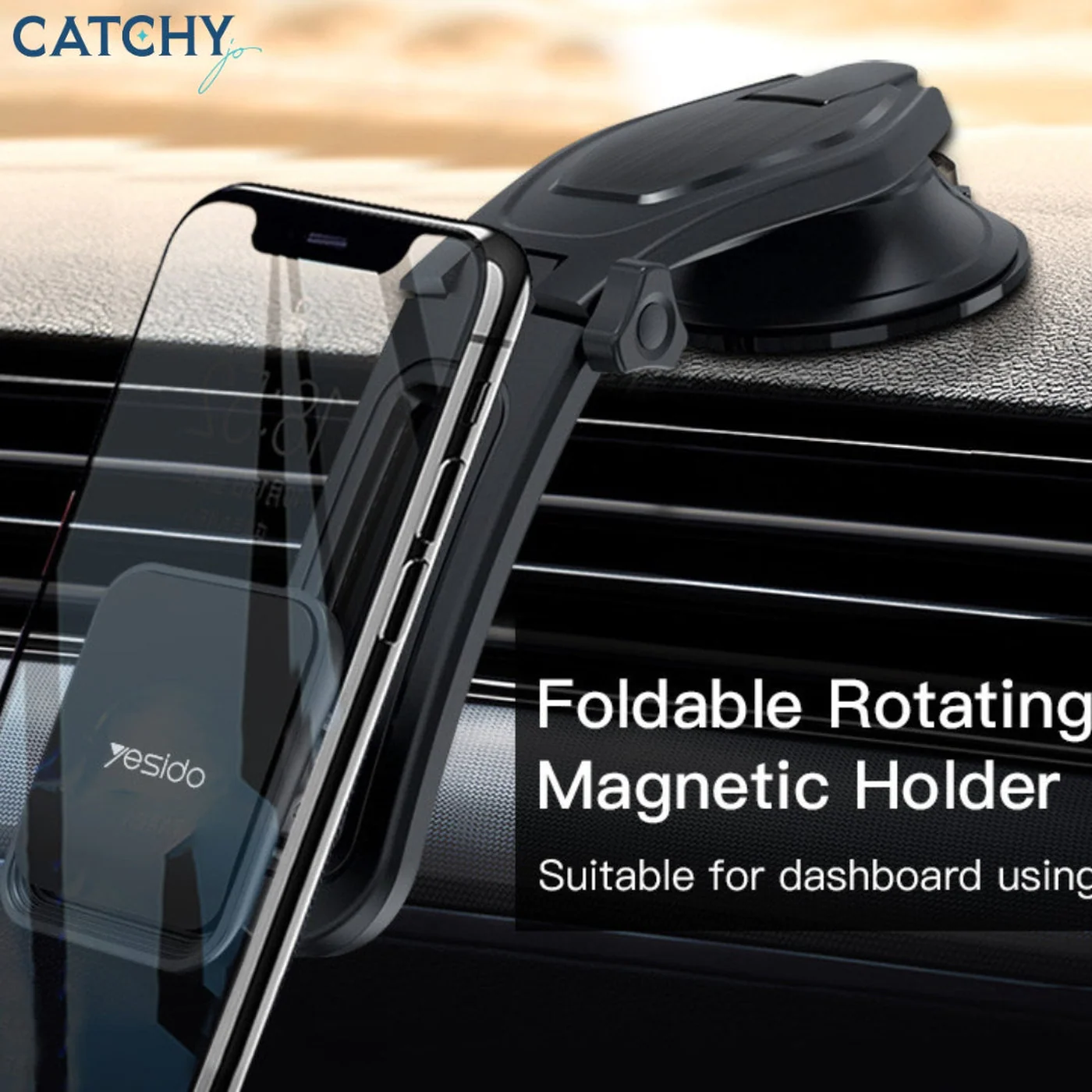 YESIDO C107 360 Degree Rotation Flexible Magnetic Car Phone Holder - Image 3